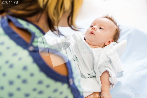 Image of Babygirl Looking At Mother In Hospital