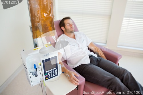 Image of Patient Receiving Chemotherapy Through IV Drip