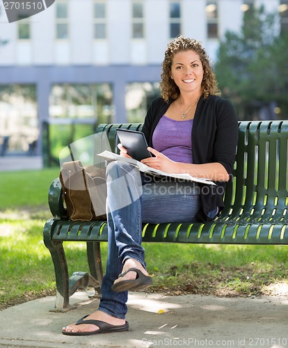 Image of University Student With Book Studying On Campus