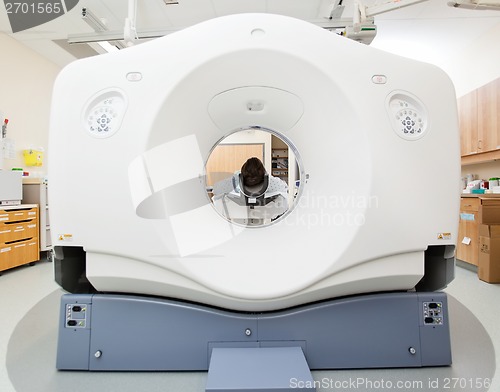 Image of Patient Undergoing CT Scan Test