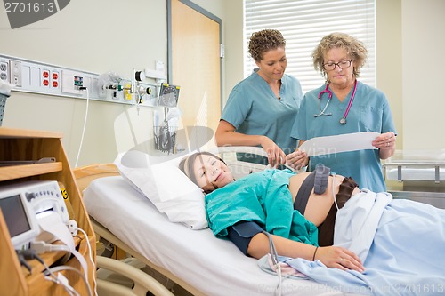 Image of Portrait of Birthing Mother in Hospital