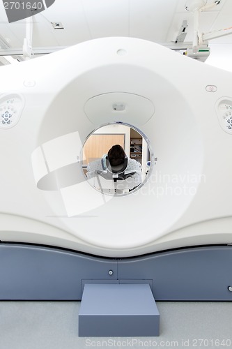 Image of Patient Undergoing CT Scan Test