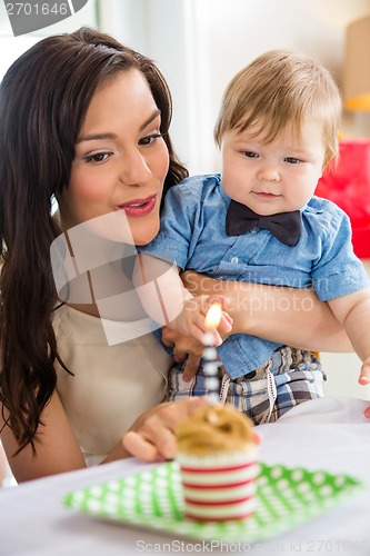 Image of Mother With Birthday Boy At Home