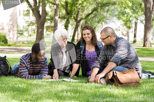 Image of Students With Professor on Campus