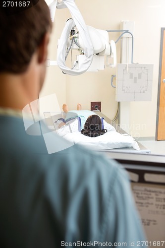 Image of Young Patient Getting Xray