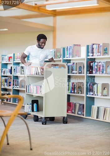 Image of Librarian With Trolley Books