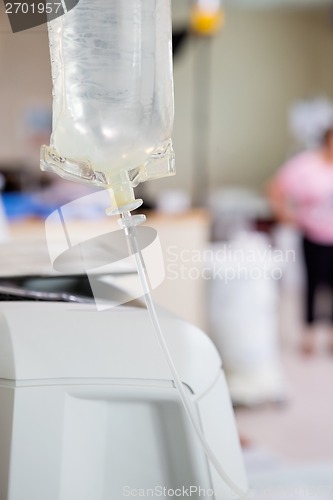 Image of Solution Bag Hanging On Dialysis Machine