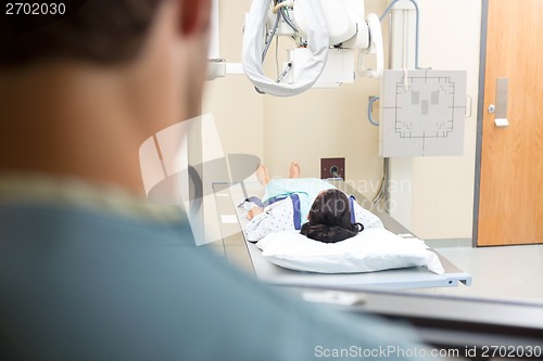 Image of Female Patient Getting Xray