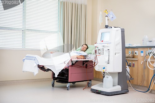 Image of Patient Sleeping While Receiving Renal Dialysis