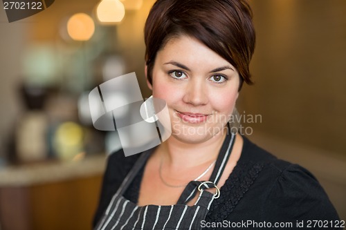 Image of Beautiful Female Owner in Cafe