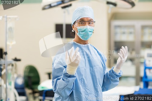 Image of Surgeon In Surgical Gown