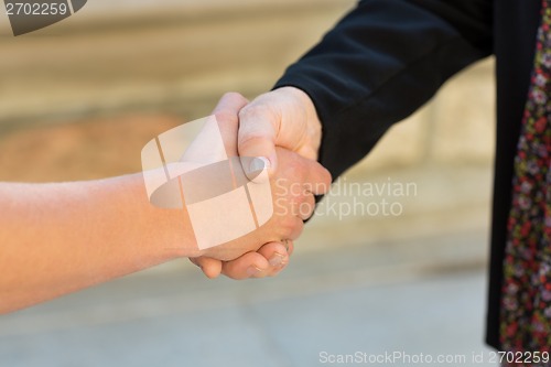 Image of Cropped Image Of University Students Shaking Hands