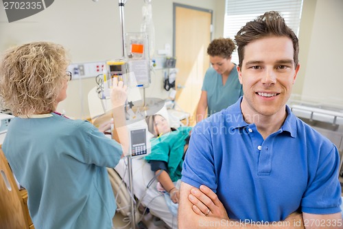 Image of Proud Expecting Father in Hospital