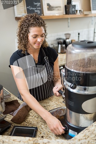 Image of Barista Making Coffee In Cafe