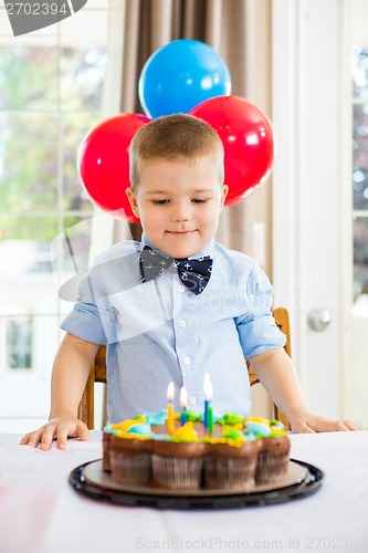 Image of Boy Looking At Birthday Cake