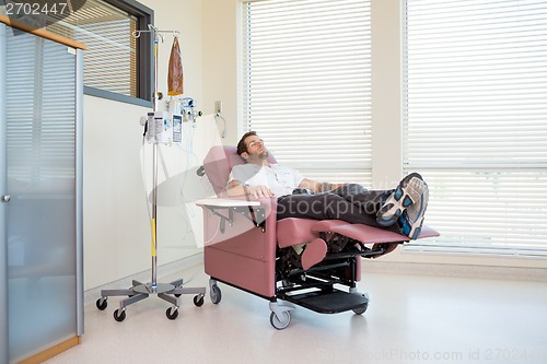 Image of Male Patient Relaxing During Chemotherapy