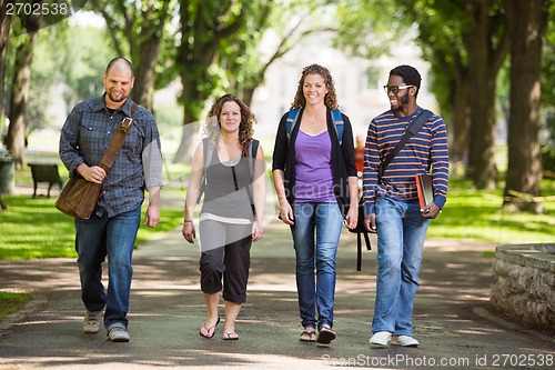 Image of Multiethnic University Students Walking On Campus