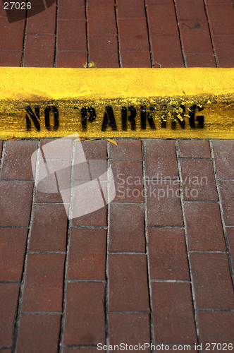 Image of No parking sign on kerb in celebration florida united states usa