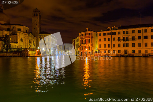 Image of Grand Canal in Venice at night