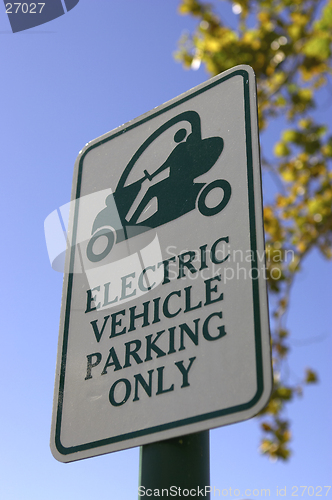 Image of Priority parking sign for electric vehicles only in celebration florida united states usa