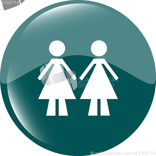 Image of two woman glossy web icon on white background