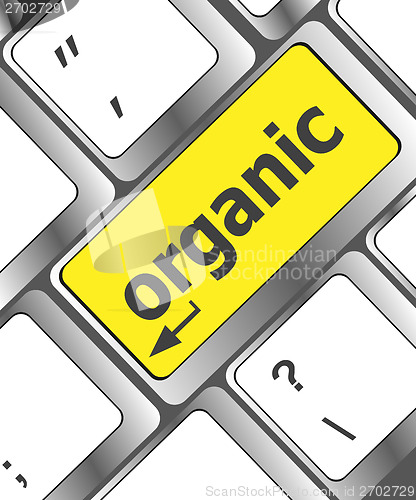 Image of organic word on green keyboard button