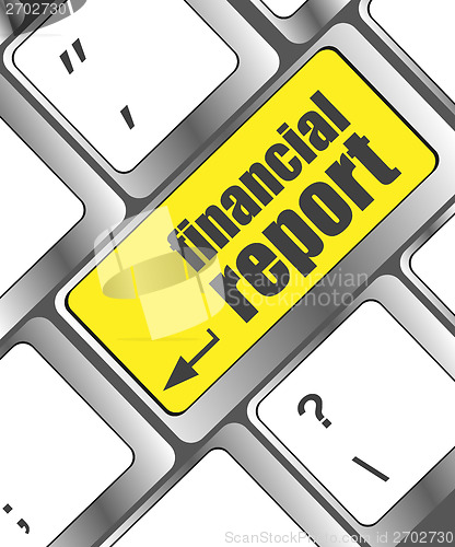 Image of keyboard key with financial report button