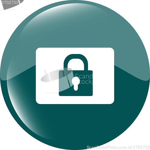 Image of closed padlock icon web sign isolated on white