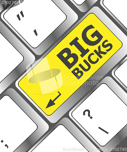 Image of big bucks on computer keyboard key button