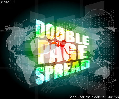 Image of double page spread word on digital touch screen