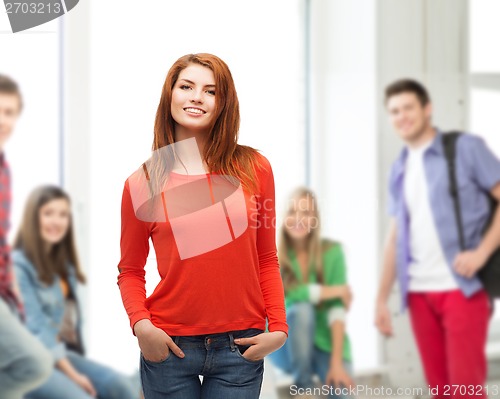 Image of smiling teen girl at school