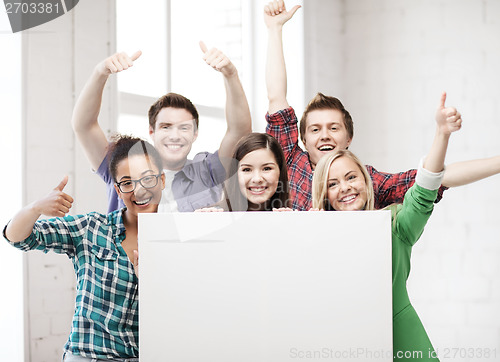 Image of students at school with blank white board