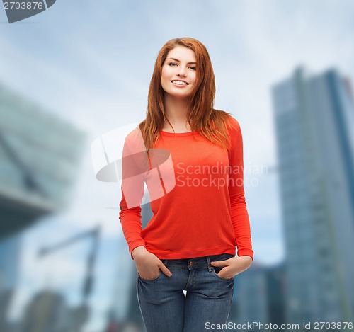 Image of smiling teen girl outdoors