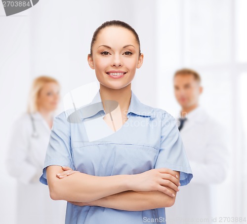 Image of smiling female doctor or nurse