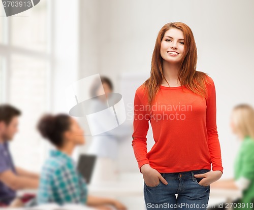 Image of smiling teen girl at school