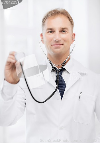 Image of young male doctor with stethoscope