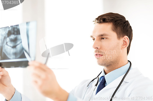 Image of male doctor or dentist looking at x-ray