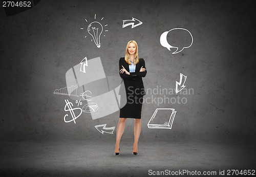 Image of friendly young smiling businesswoman