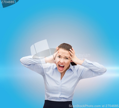 Image of angry screaming businesswoman