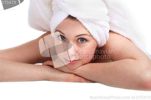 Image of Laying girl in towel