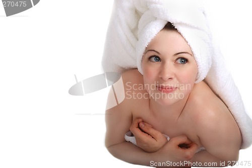 Image of Laying girl in towel