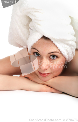 Image of Laying girl in towel