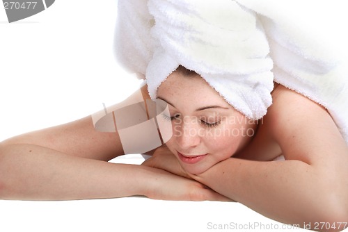 Image of Laying girl in towel