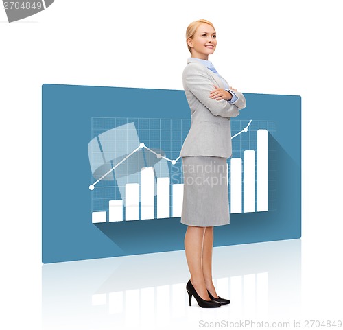 Image of smiling businesswoman with crossed arms