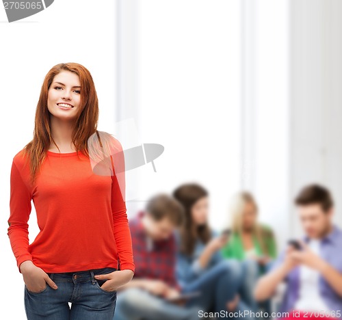 Image of smiling teen girl at school