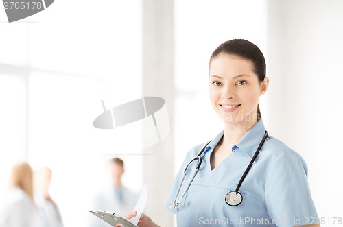 Image of female doctor or nurse in hospital