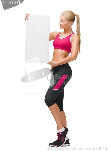 Image of sportswoman with white blank board