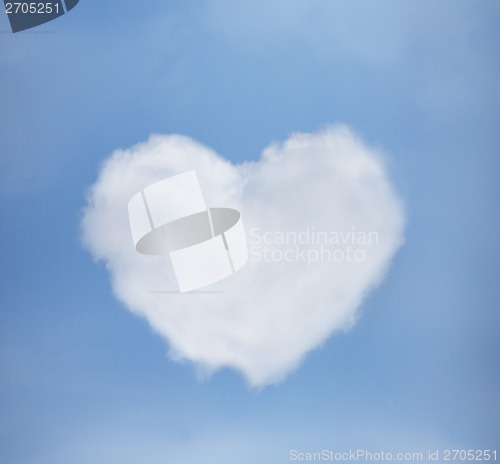 Image of blue sky with heart from clouds