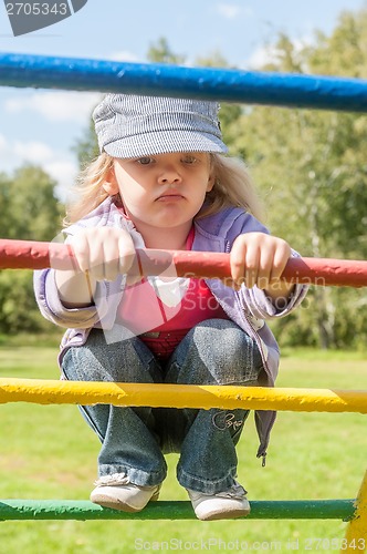 Image of Sad girl on stair