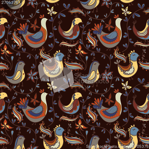 Image of Seamless texture with flowers and birds